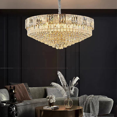 Modern Luxury Crystal LED Ceiling Chandelier - Gold Hanging Lamps for Living Room, Lustre Lighting