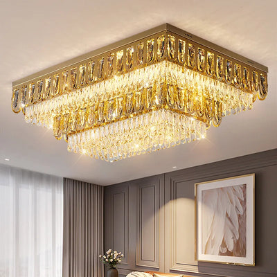 Modern Gold Crystal Ceiling Light - Luxury LED Lustres for Living Room Decor