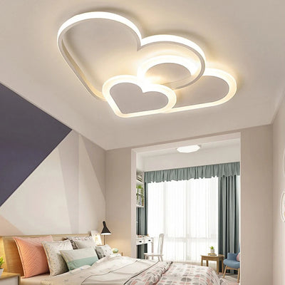 LED Ceiling Lamp for Children's Room - Heart Shape Pink Cloud Star Chandelier Light