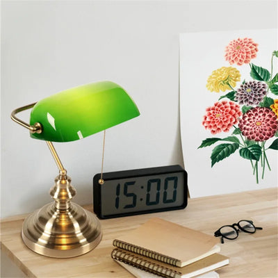 Mid-Century Green Table Lamp - Classical E27 with Switch Bankers Lamp for Bedroom, Office, Study, Home - Eye Care Reading Lights