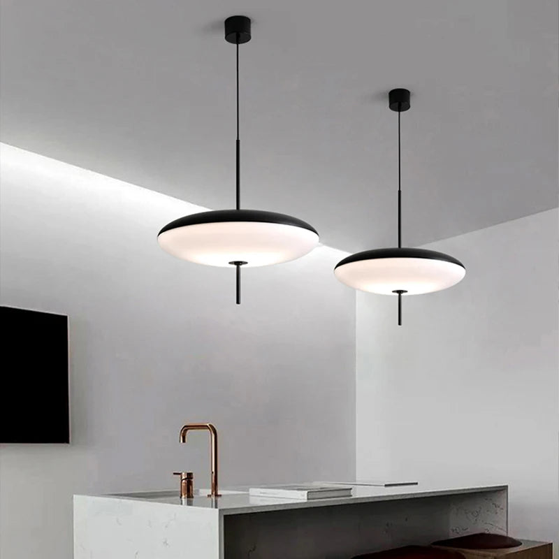 Modern Flying Saucer Pendant Light: Minimalist LED Hanging Lamp for Living Rooms, Bedrooms, and Restaurants