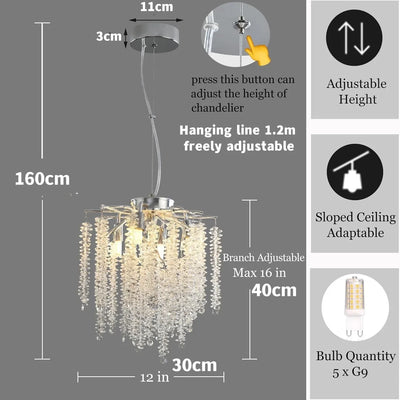 Modern Silver Crystal Branch Chandelier - Illuminate Your Living Space with Contemporary Elegance