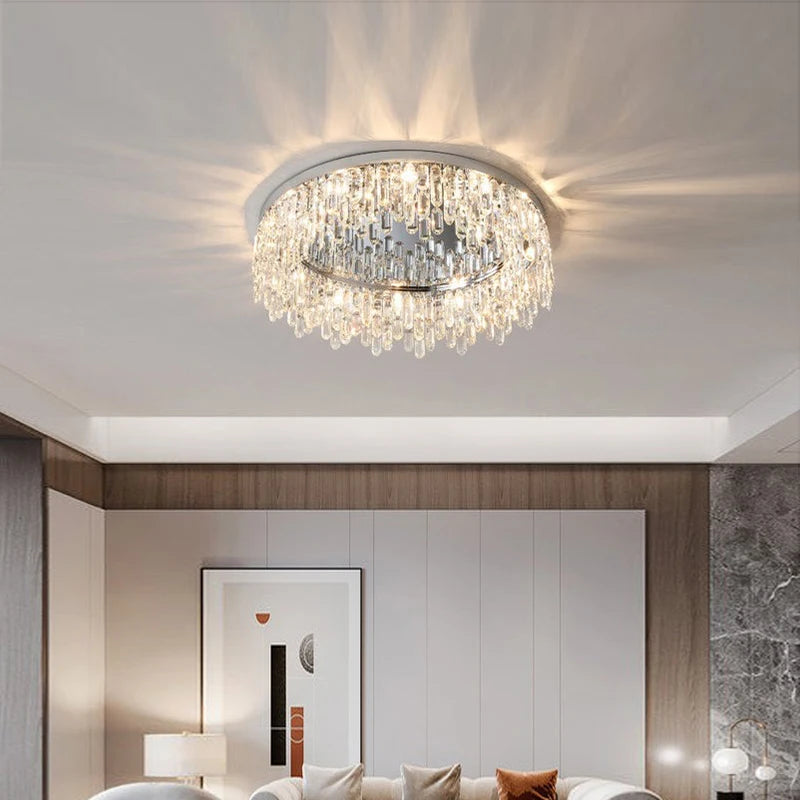 2024 Luxury Crystal Ceiling Light - Elegant Lustres for Bedroom and Living Room Decor