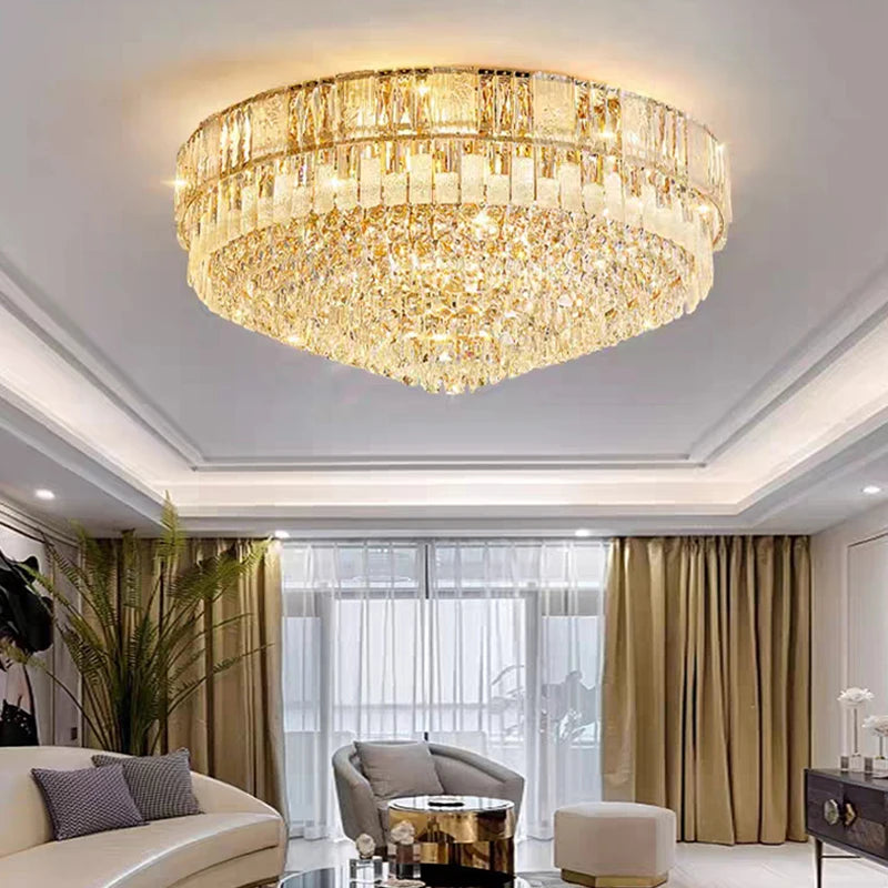 Modern Luxury Crystal LED Ceiling Chandelier - Gold Hanging Lamps for Living Room, Lustre Lighting