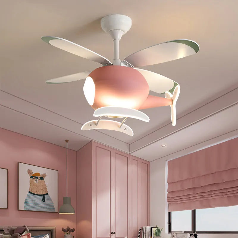 Cartoon LED Ceiling Lamp Helicopter Fan Chandelier for Children's Room Living Room Bedroom Indoor Lighting Fixture Luster