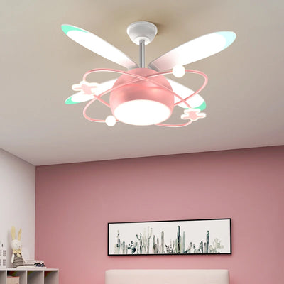 Kid's Bedroom Ceiling Fan Lamp – Cartoon LED Chandelier Light for Girls and Boys