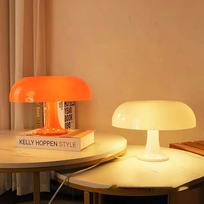 Mushroom Table Lamp - Cream Style - for Living Room, Bedroom, Study - Nordic Creative Homestay Bedside Glass Decorative Lamp