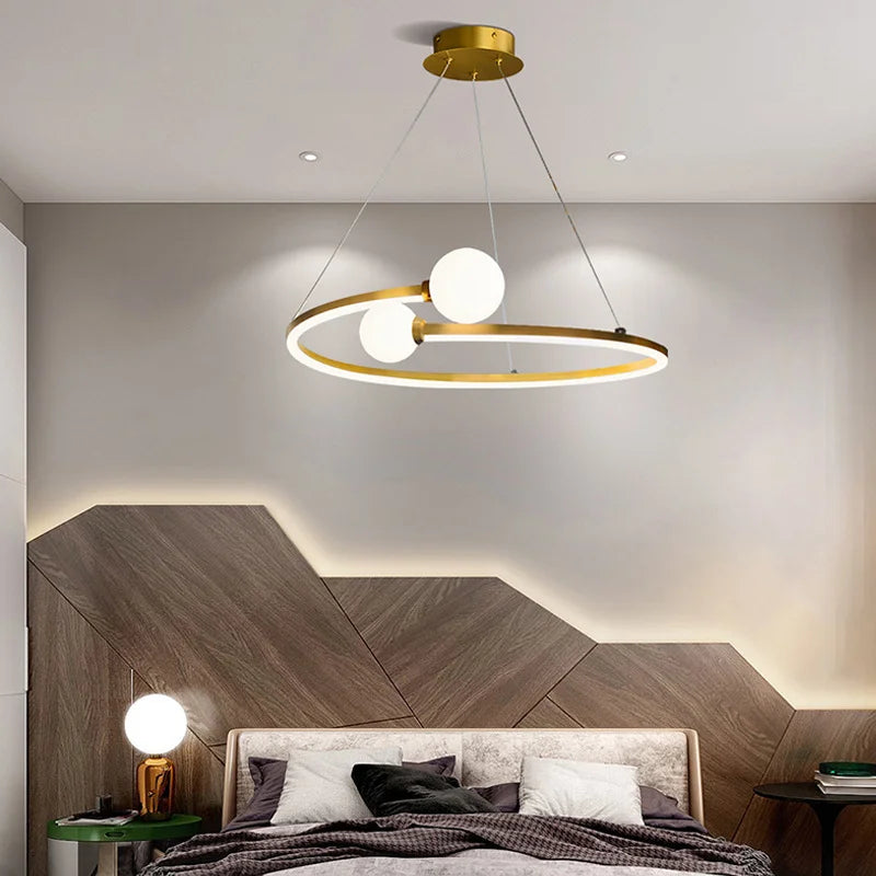 Modern Nordic Ring LED Ceiling Chandelier - Gold Pendant Lamp