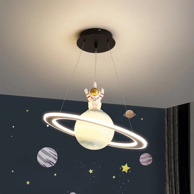 Nordic Astronaut & Planet Glass Pendant Light for Children's Bedroom and Home Decor