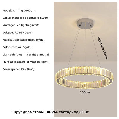 Modern Luxury Led Dimmable Pendant Lights Lustre Living Room Chandelier Lamp Fixtures Foyer Shiny Steel Led Luminarias Light