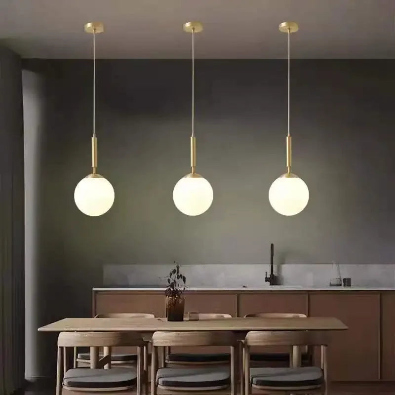 Nordic Creative Glass Ball Pendant Lamp - Simple Design for Versatile Room Lighting