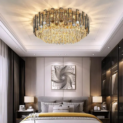 Luxurious Nordic LED Crystal Chandelier - Gold Indoor Lighting Fixture for Dining, Living Room, Bedroom, and Kitchen Island