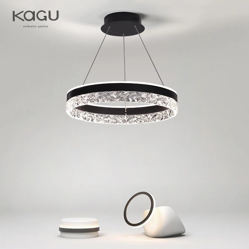 Minimalist Modern LED Chandelier: Elegant Crystal Ring Lighting for Home