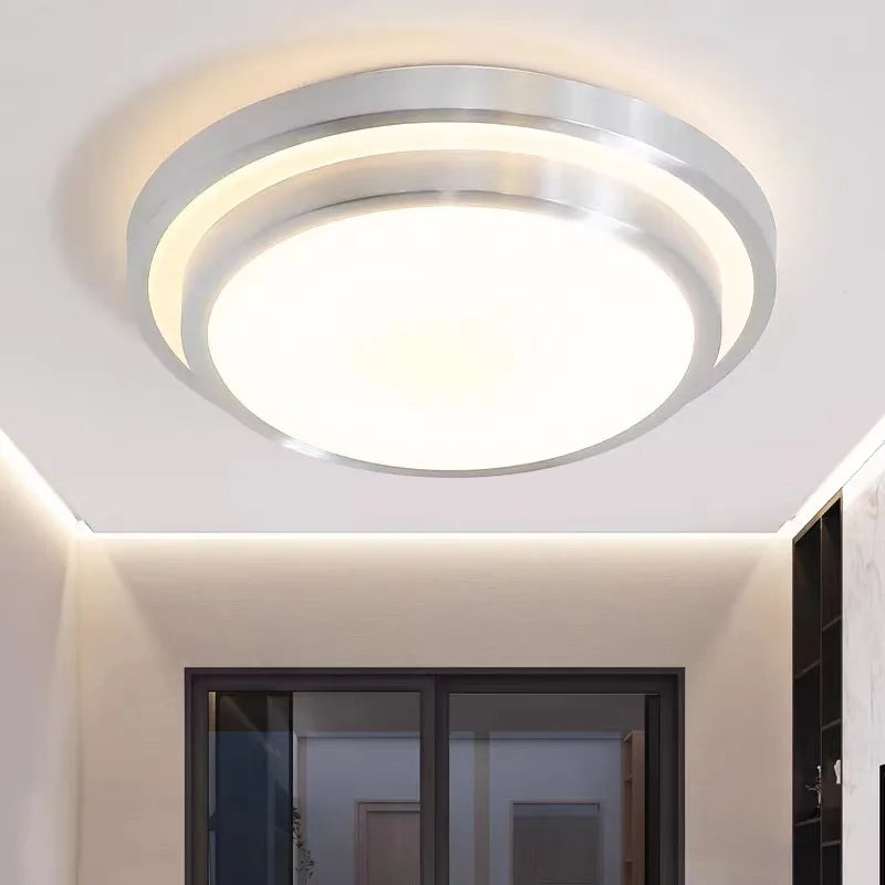 Modern LED Ceiling Light - Double Layers Round Aluminium Remote Controlled Lamp for Bedroom, Dining Room, Living Room Decor