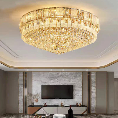 Modern Luxury Crystal LED Ceiling Chandelier - Gold Hanging Lamps for Living Room, Lustre Lighting