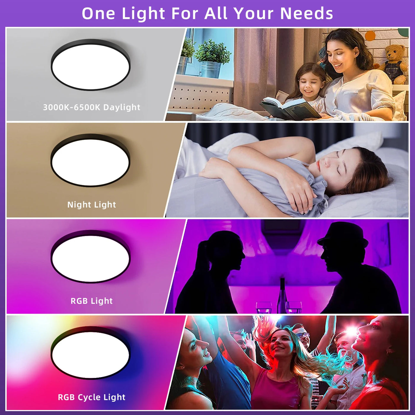 Smart Ceiling Lamp RGB WiFi Ceiling LED Lights Dimming With APP Control 110-265V Panel Lamp for Living Room Ceiling Light Indoor