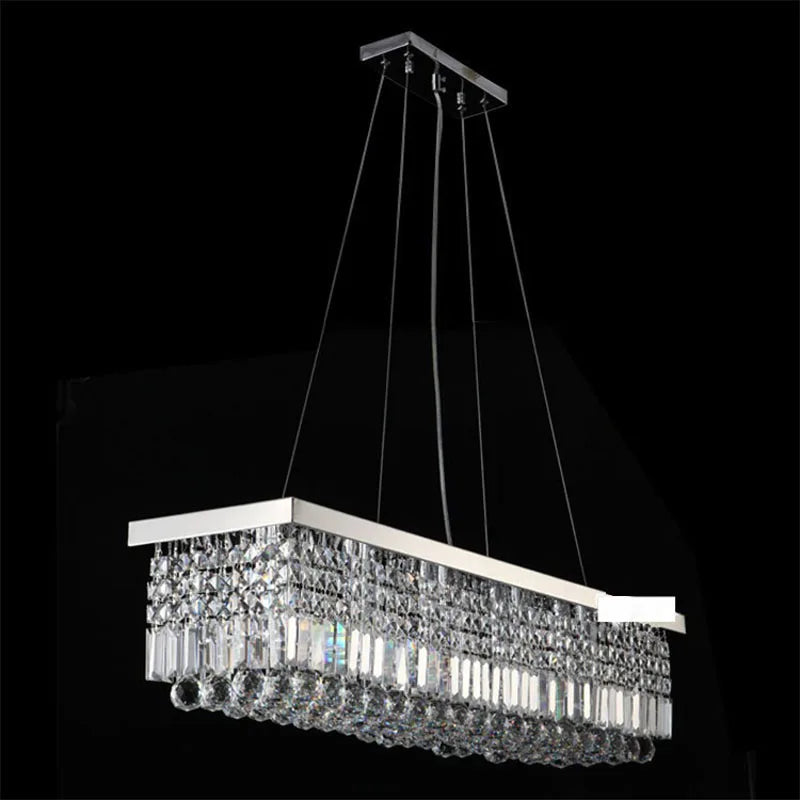 Modern Rectangular K9 Chandeliers for Living Room - High Quality Five Rings Crystal Lamps, High-End European-Style Ceiling Fixture