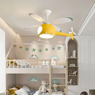 Cartoon LED Ceiling Lamp Helicopter Fan Chandelier for Children's Room Living Room Bedroom Indoor Lighting Fixture Luster