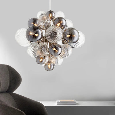 Modern Nordic Style LED Chandelier - Elegant Grey Glass Ball Design