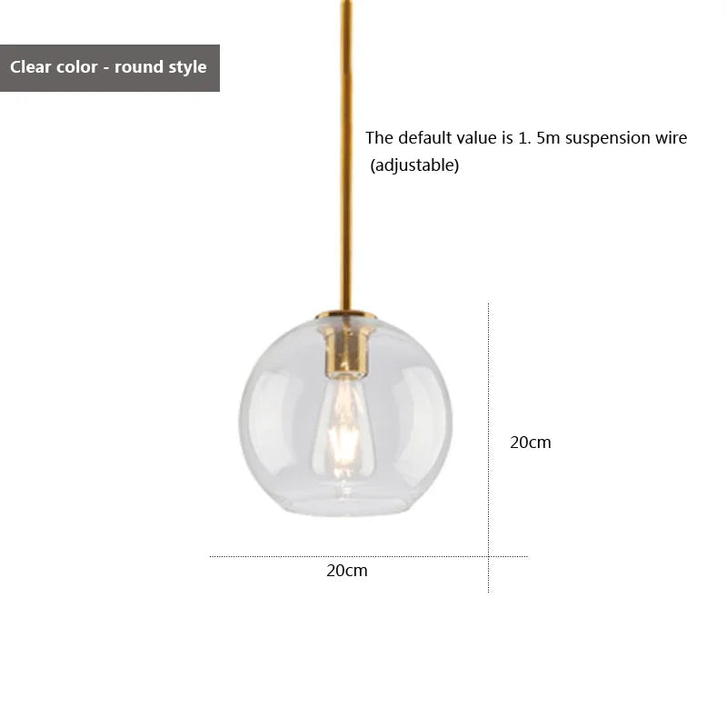 Modern Nordic Amber Glass Pendant Lamp - Elegant LED Hanging Lights for Versatile Interior Decor