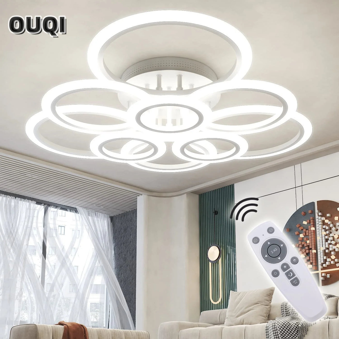 LED Ceiling Lamp Chandelier Ring Lights - Modern Smart Luster