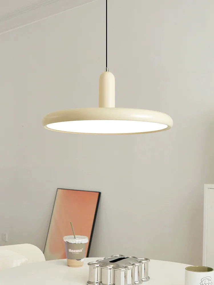 Cream Style Chandelier: Modern LED Pendant Lamp for Restaurant, Minimalist Study, Bedroom Beside, Bar Table Light - Green Retro UFO