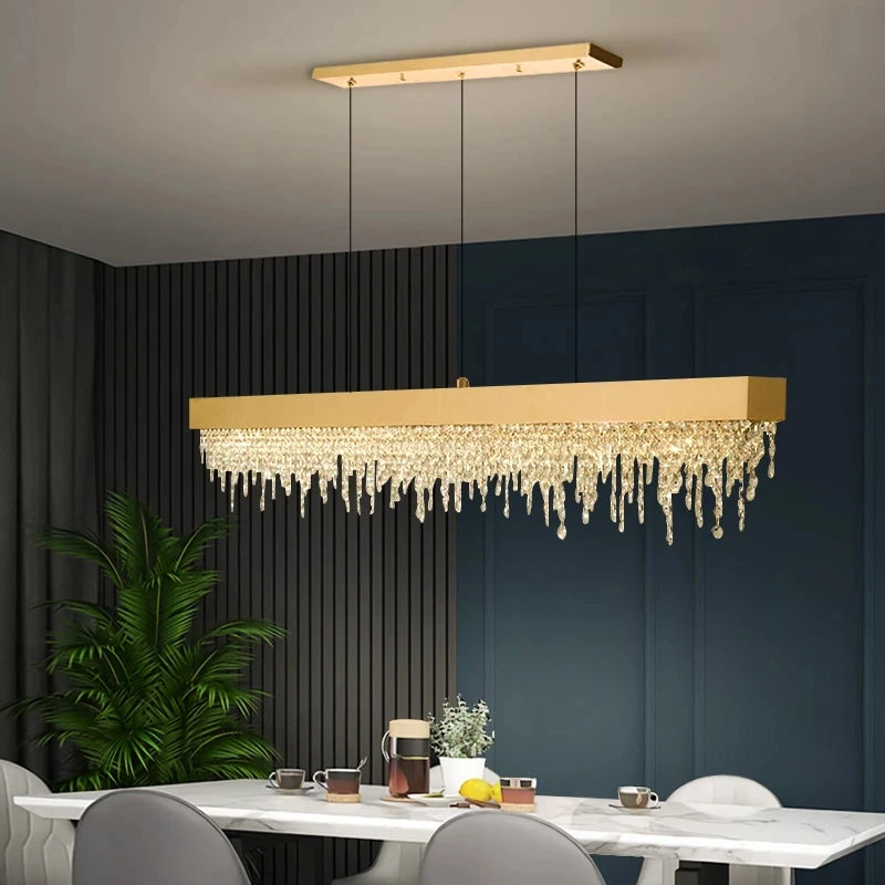 Contemporary LED Crystal Chandelier - Elegant Lighting Fixture for Luxury Dining and Home Decor