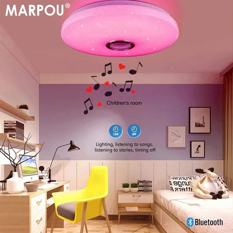 MARPOU Smart RGB Ceiling Lighting with Bluetooth Speaker - Illuminate and Entertain in Style