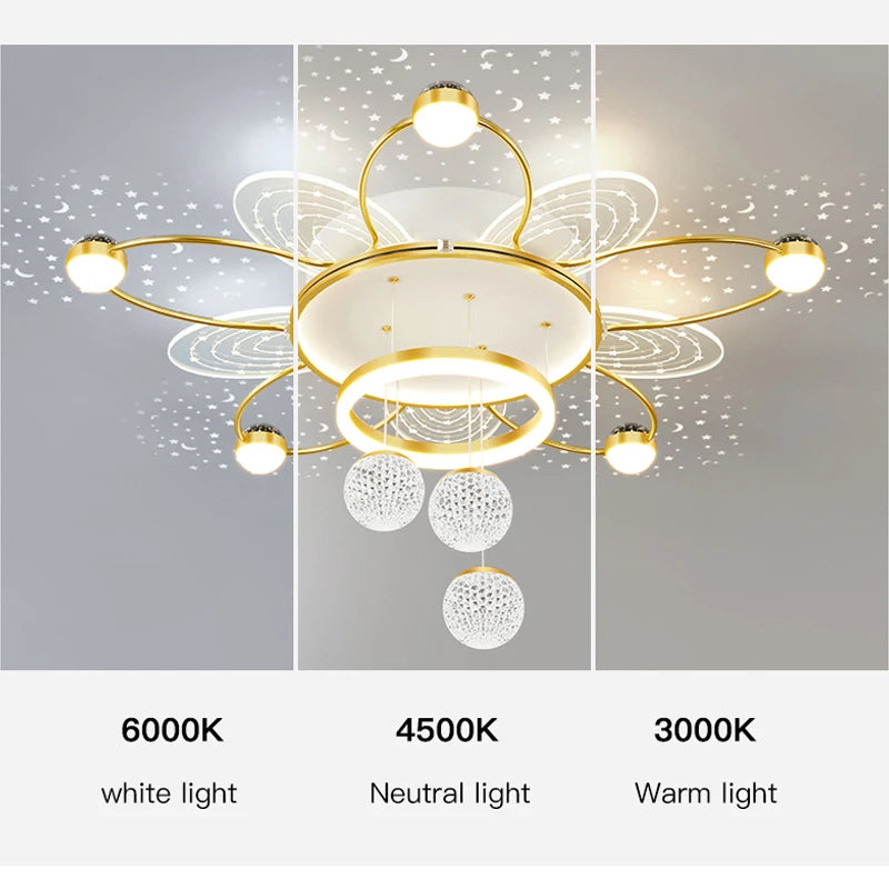 Modern Stars Shadow Ceiling Chandeliers - Nordic Gold LED Pendant Lights for Living Dining Room Hall Home Decor Bedroom Lamps Fixture