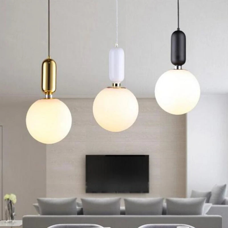 Modern LED Glass Ball Pendant Lights - Hanging Lamp for Dining Room, Bedroom, Restaurant, Kitchen Island