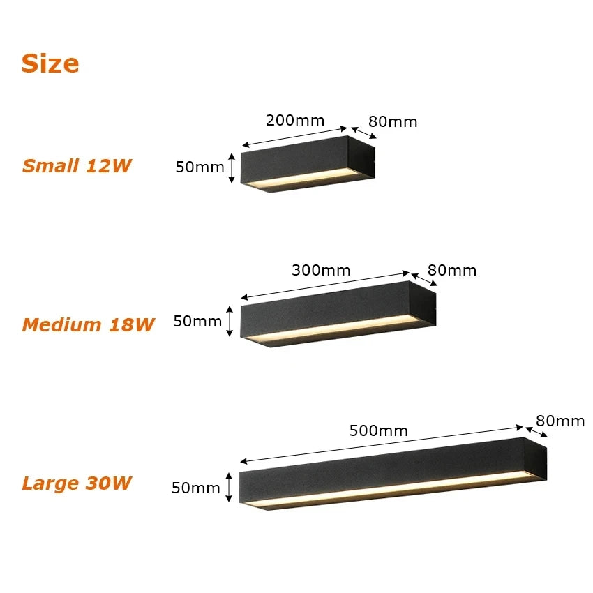 Outdoor Waterproof IP65 LED Wall Lights for Balcony & Courtyard