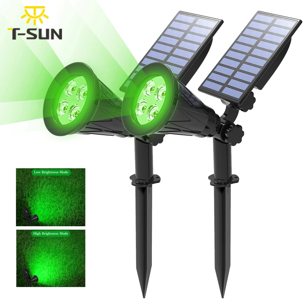 T-SUN Green LED Solar Spotlight - Waterproof Solar Wall Light for Garden