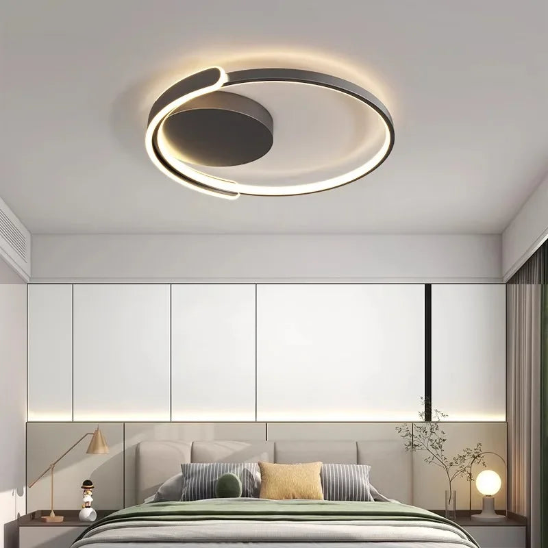 Modern Minimalist Circle LED Ceiling Lamp - Dimmable Bedroom Lamps for Room Lighting Home Decor Lustre Lights Fixture