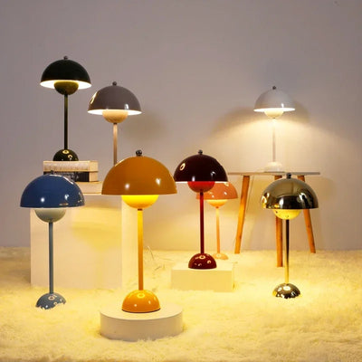 Stylish Modern Minimalist Iron Mushroom Shape Table Lamp - LED Lighting Fixture for Study, Reading, and Office Desk