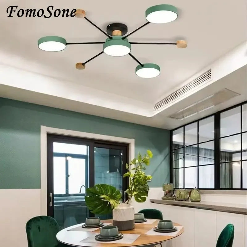 Modern LED Wooden Chandelier - Stylish Indoor Ceiling Light Fixture for Living Room, Bedroom, Study, and Dining Room