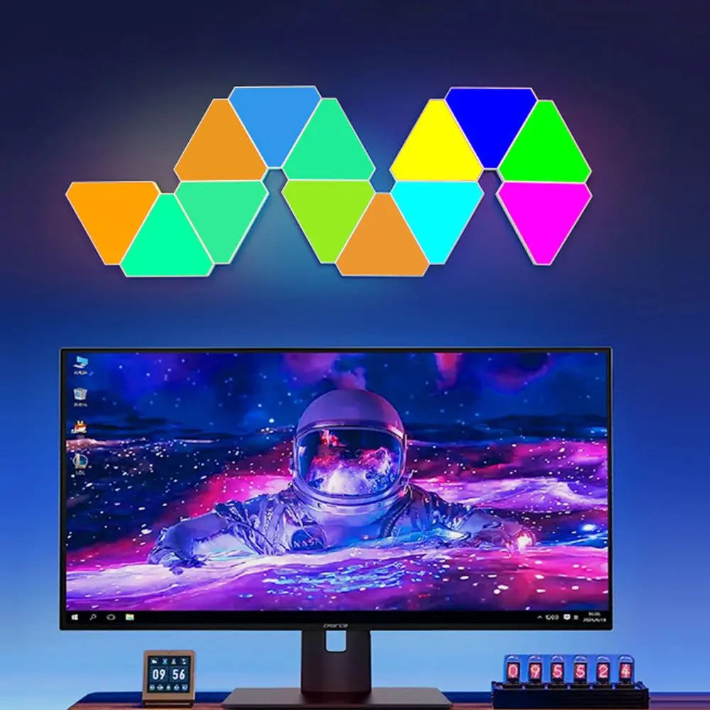 Modern RGB Triangle Wall Light | LED Quantum Lamp with Music Sync