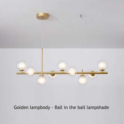 Modern Glass Ball Long Dining Room Chandeliers - Elegant Pendant Lamp for Kitchen, Office, and Home Decor