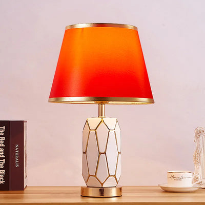 American Ceramic Table Lamp - Simple Modern Bedroom Bedside Lamp for Living Room, Warm Wedding Room Decorative Lamp