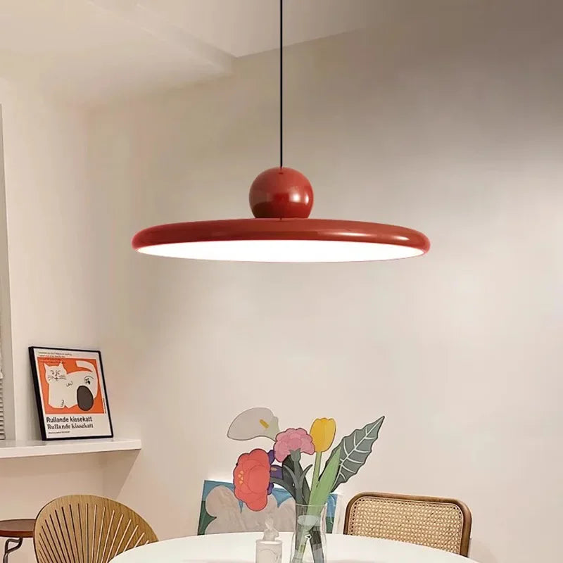 Nordic LED Pendant Light - Cream Wind Flying Saucer Lamps for Living Room, Bedroom, Bedsides, and More