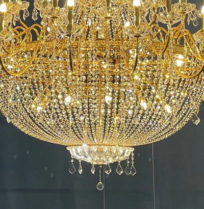 Exquisite Custom-Made Traditional Large Crystal Candle Chandelier for Luxury Hospitality and Residential Settings