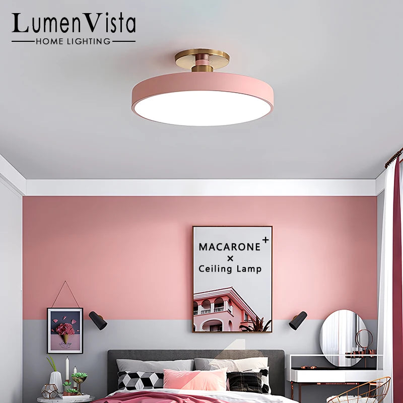 Nordic LED Macaron Circular Ceiling Chandelier - Modern Home Lighting