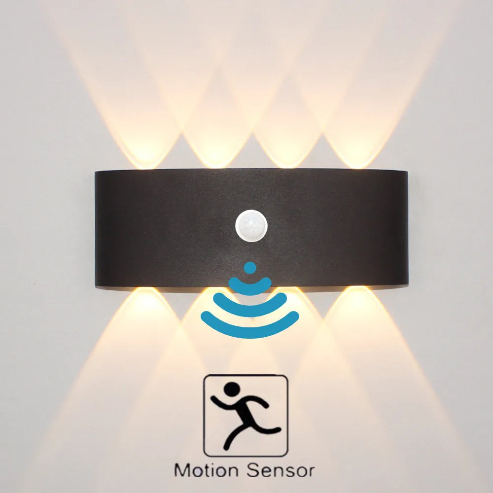 Body Motion Sensor Wall Light Waterproof Outdoor LED Wall Sconce Up Down Glowing Lamps Garden Yard Induction Corridor Wall Lamp