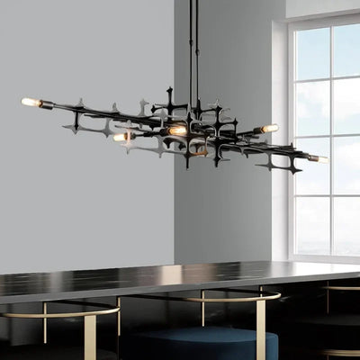 Retro Industrial Chandelier - Luxury Stainless Steel Lighting Fixture for Restaurants and Living Spaces