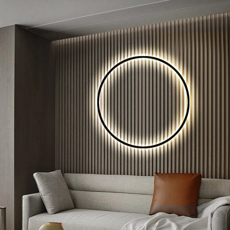 Nordic Light Luxury Minimalist Designer Circle Bedhead Wall Lamp Bedroom Living Room Lobby Decoration Lighting Hotel Background