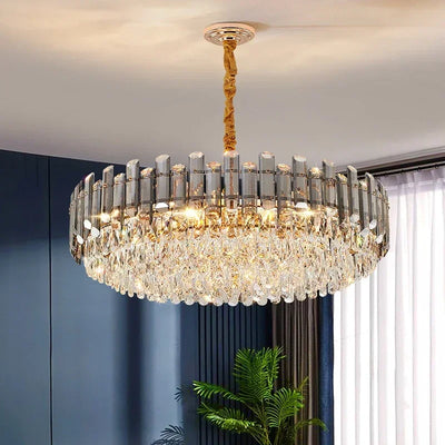 Luxurious Nordic LED Crystal Chandelier - Gold Indoor Lighting Fixture for Dining, Living Room, Bedroom, and Kitchen Island