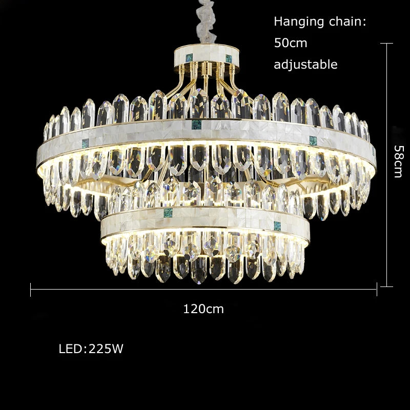 LED Golden Chrome Silver Crystal Hanging Lamps Chandelier Lighting Suspension Luminaire Lampen for Living Room