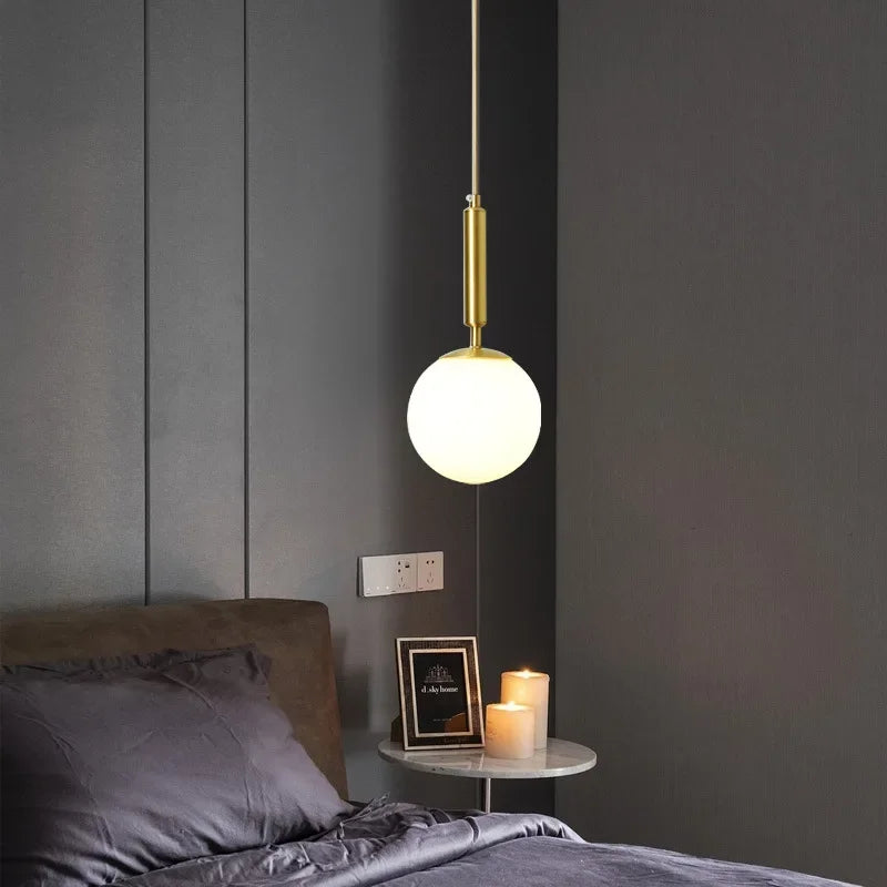 Nordic Creative Glass Ball Pendant Lamp - Simple Design for Versatile Room Lighting