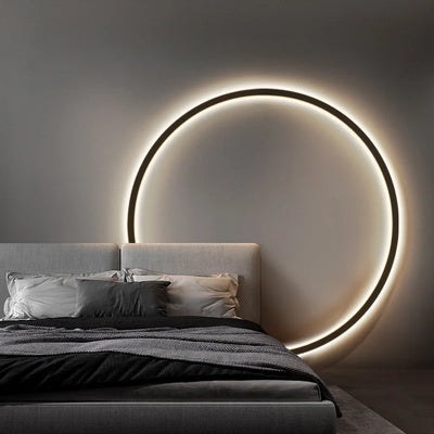 Nordic Light Luxury Minimalist Designer Circle Bedhead Wall Lamp Bedroom Living Room Lobby Decoration Lighting Hotel Background