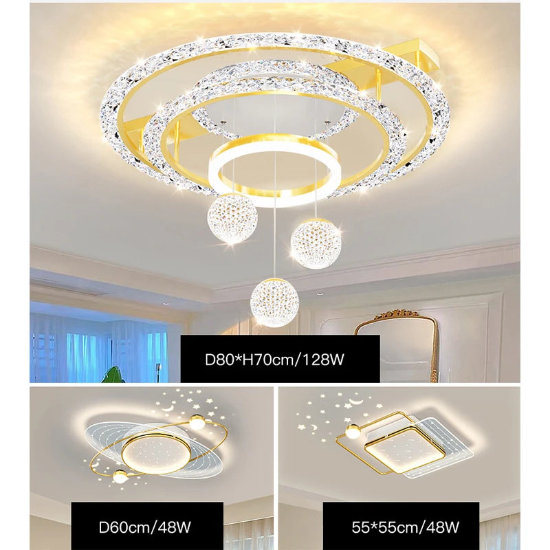 Nordic Light Luxury Ceiling Chandeliers - Round Pendant Lamps for Living Bedroom Home Decor Dining Table Kitchen Indoor Lighting