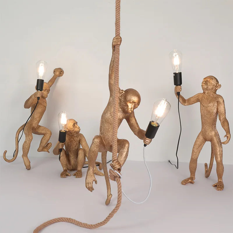 Modern LED Art Monkey Pendant Light - Whimsical Illumination for Creative Spaces